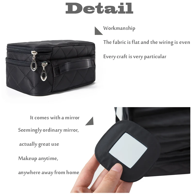 High Capacity Cosmetic Bag Women Waterproof Double Layer Travel Organizer Makeup Bag Toiletry Pouch Multifunction Beauty Case