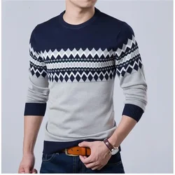 New Autumn Fashion Brand Casual Sweater O-Neck Slim Fit Knitting Mens Striped Sweaters & Pullovers Men Pullover Men XXL