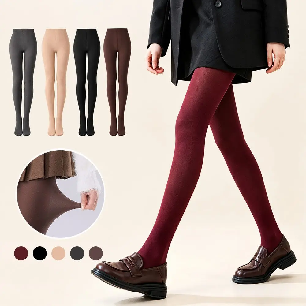 Sexy Elastic Winter Velvet Leggings High Waist Thin Women's Pantyhose Keep Warm Solid Color Thermal Leggings for Women