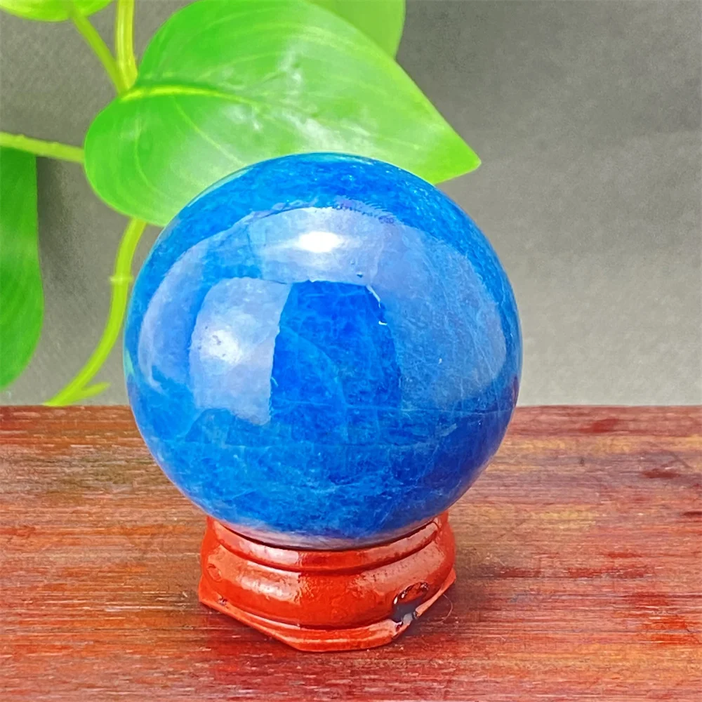 

Natural Blue Apatite Crystal Ball Polishing Gem Treatment Reiki Mineral Crystal Home Decoration Ornaments+Base