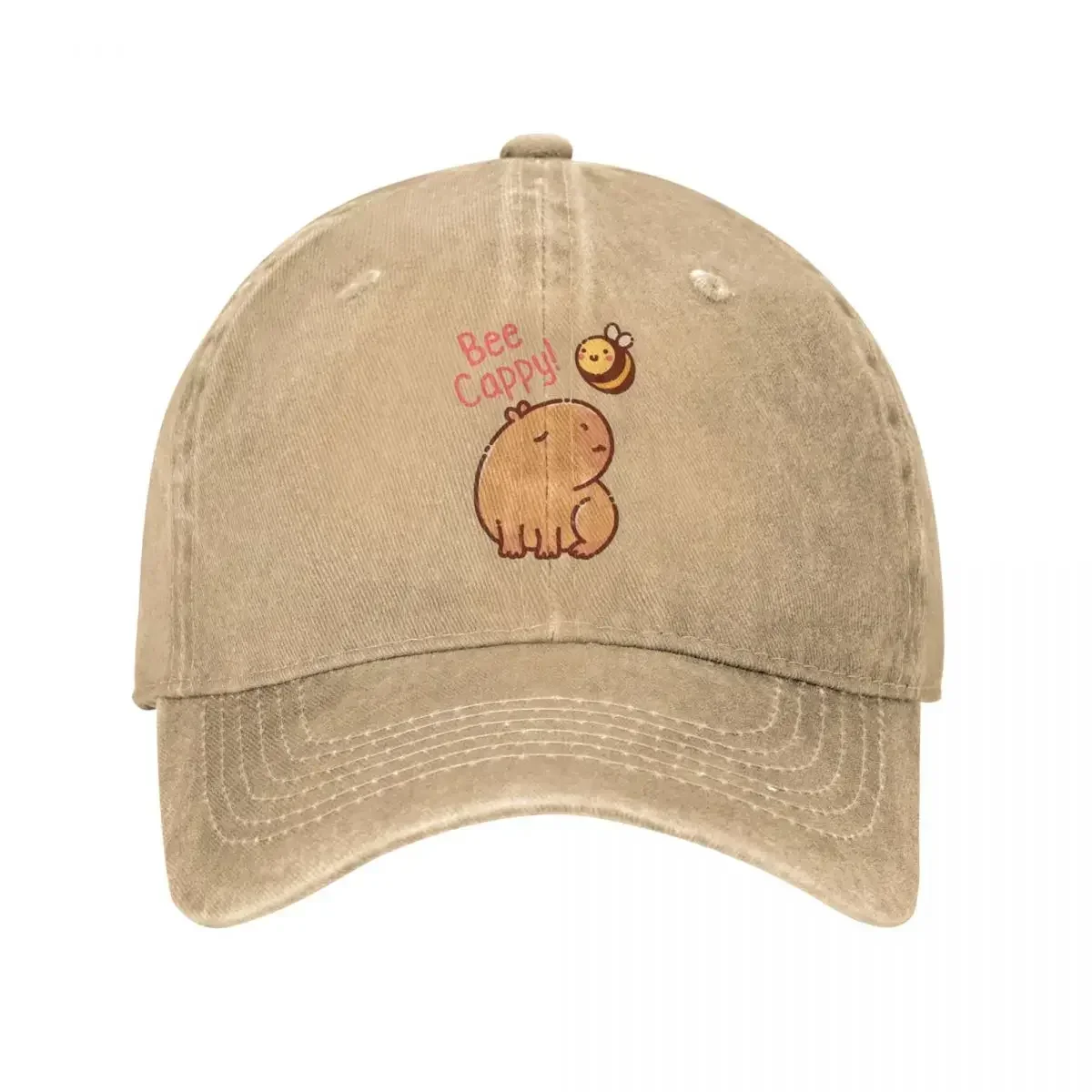 Bee And Capybara Men Women Baseball Cap Bee Cappy Distressed Cotton Caps Hat Vintage Outdoor All Seasons Travel Adjustable Cap