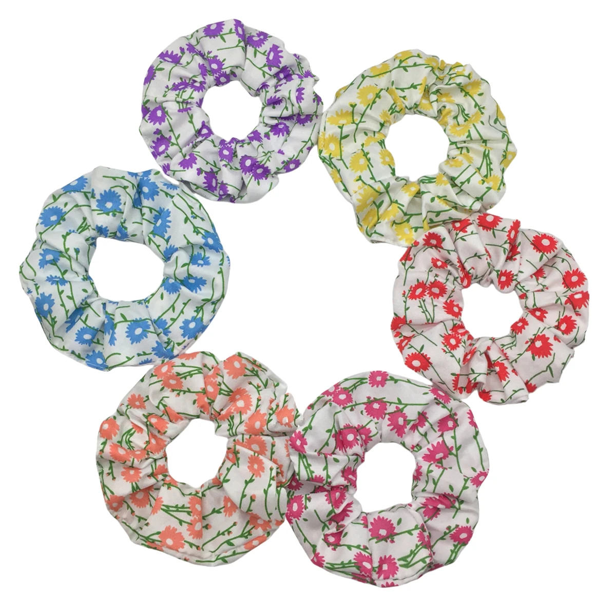 6 teile/los Haarband Bands Scrunchy Krawatten Seile Pferdeschwanz Halter für Frauen Zubehör Stoff Kopfbedeckungen Ditsy Floral Süße Nette – Detail 8