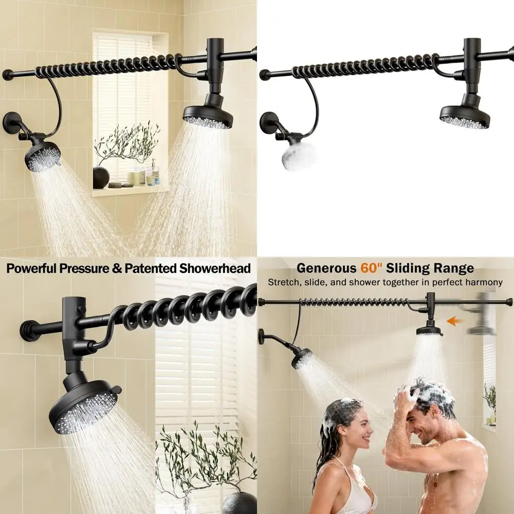 Cabezales de ducha gemelos con barra ajustable, sistema dual de alta presión para parejas, apto para principiantes, experiencia similar al spa, regalo unisex,