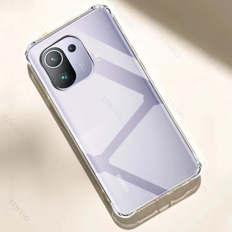 Safety Clear Phone Case for Xiaomi Mi 11 Pro M2102K1AC Thickened Transparent Case for Xiaomi11 TPU Shockproof Anti-scratch Cover