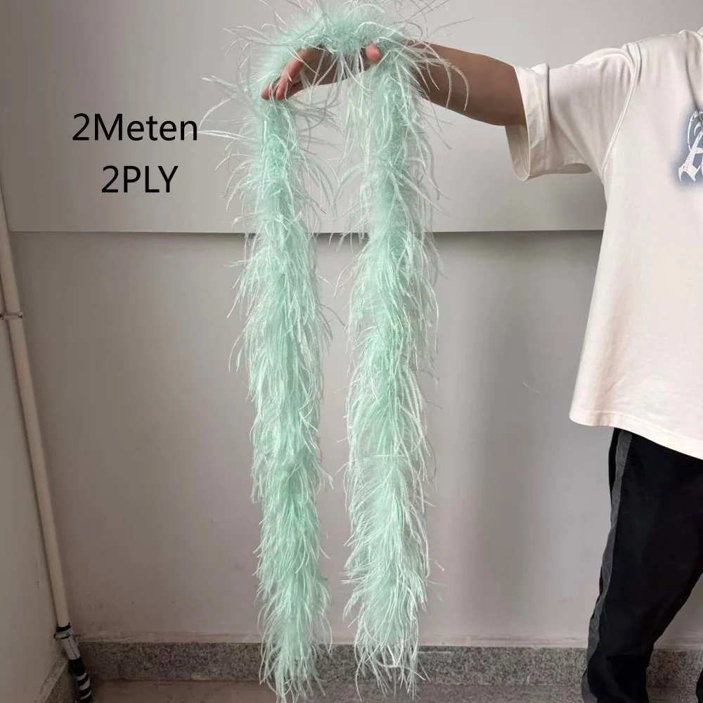 2Meter Green Ostrich Feather Boa Multiple Ply 2 3 4 6 10 Layers Soft Feather Scarf Stage Costume Holiday Craft Decor Accessory