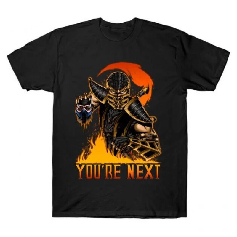 Scorpion 90's Video game Mortal Kombat Gift tee for gamer 100% cotton Men's Short Sleeve Graphic T-Shirt All size tops S-6XL