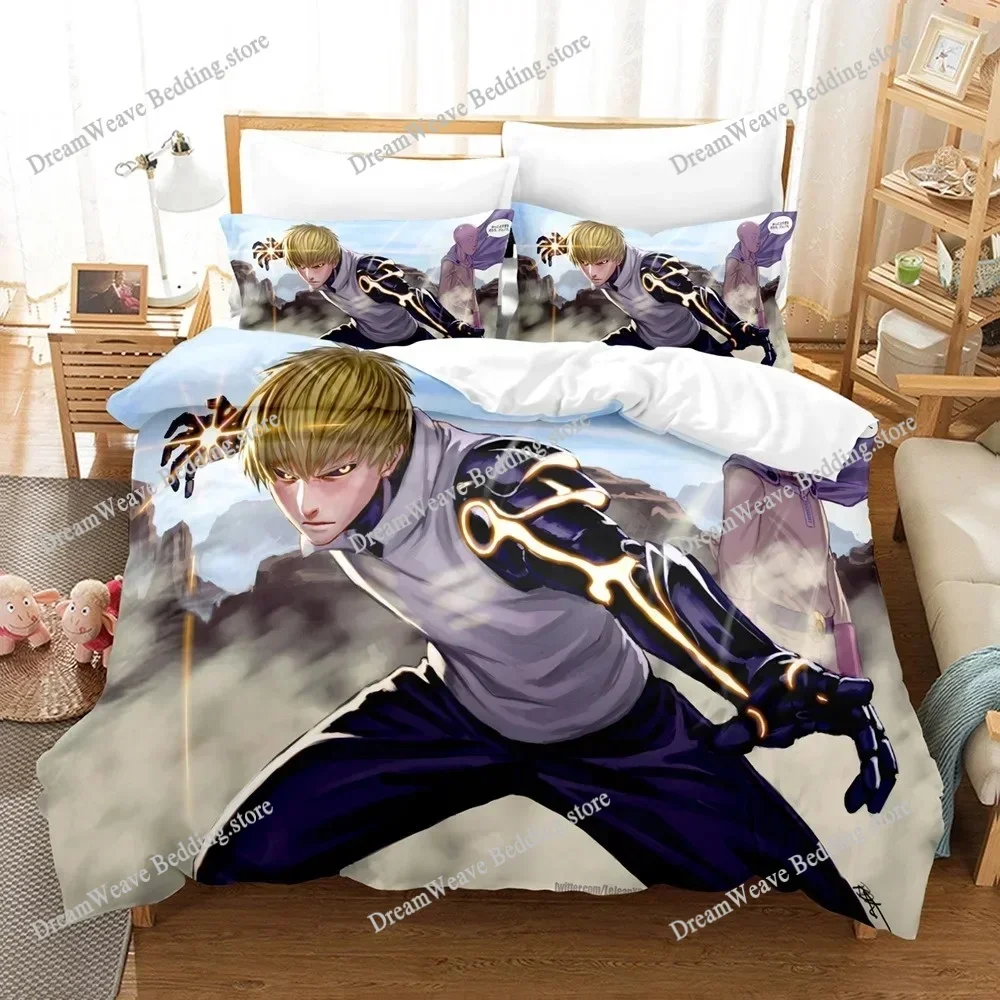 New Anime One Punch Man Duvet Cover Sets Pillowcase Bedding Set Kids Children Gift Girls Twin Full Queen King Size Bed Linen741