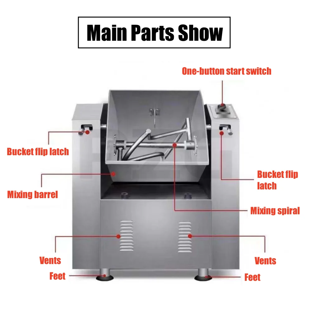 Ugniatarka do ciasta przemysłowego 15kg 25kg 50kg pieczywo do wyrabiania chleba spiralne Pizza ciastka podwójna prędkość pionowy mikser do ciasta