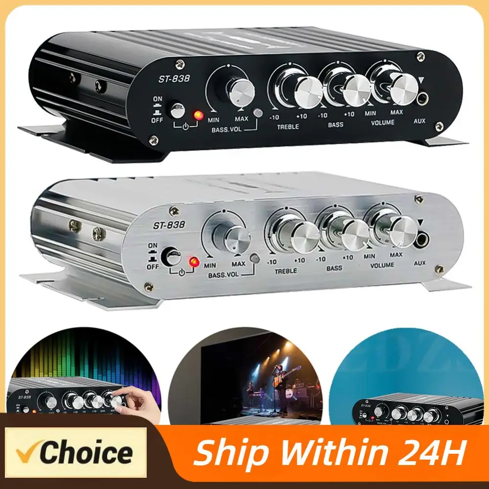 

ST-838 HiFi 2.1-канальный усилитель мощности с регулировкой басов и высоких частот, 80 Вт*2, стереоусилитель басового звука, аудиоусилитель, мини-медиаплеер