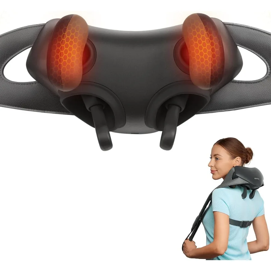 

Cordless Neck Massager for Pain Relief Deep Tissue Shiatsu Shoulder Massager with Heat Massage Tools for Back Trapezius Lymphat