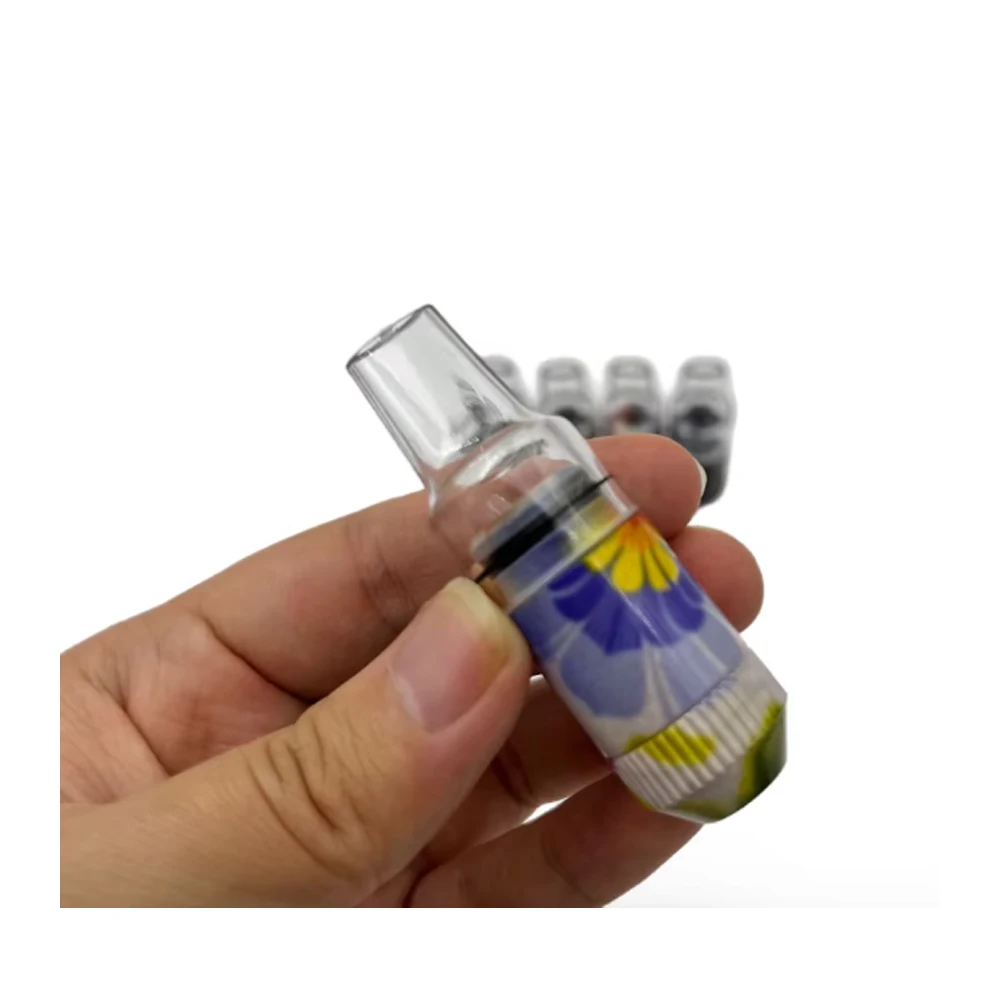 1Pc Random Printing Mini Aluminum Nipple Metal Pipe Acrylic Mouthpiece Cigs Tools Accessories