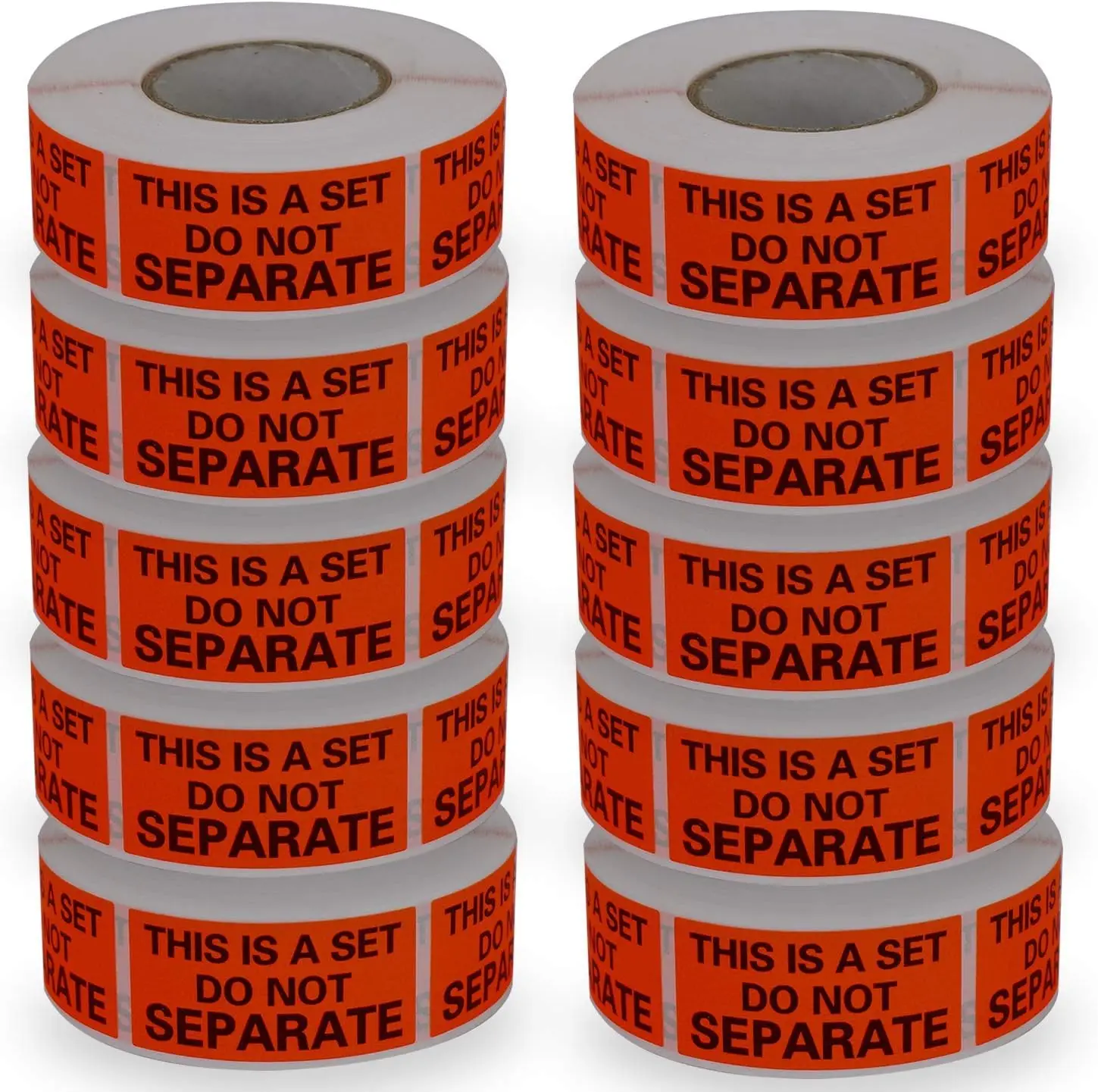 10 Rolls/5000 Labels,  Set Do Not Separate,Fluorescent Red Packing Labels(1" x 2")