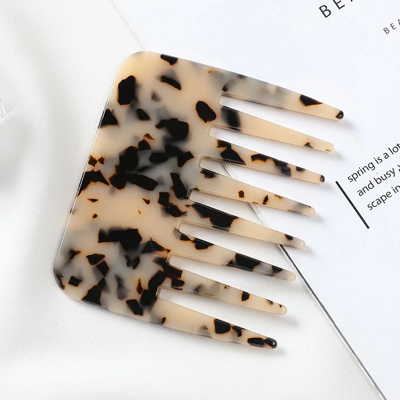New Korean And Japan Acetic Acid Sheet Hair Comb Anti-Static Comb Stylish And Exquisite Marbling Leopard Print Wide Tooth Comb
