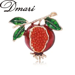 Dmari Women Brooch Fashion Enamel Pin Rhinestone Pomegranate Lapel Pins Fruit Badge Luxury Jewelry Accessories For Clothing