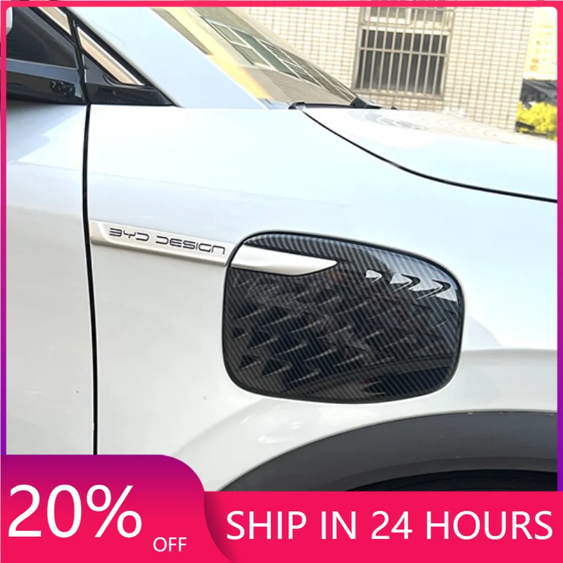 NEW1 For Byd Atto 3 Yuan Plus Charging Port Decorative Sticker Carbon Fiber Charging Cover Fender Patch Car Accessories Para Aut