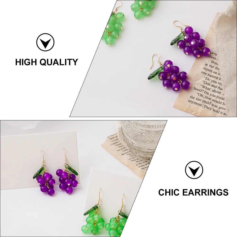 Grape Bunch Earrings Unique Fashion Female Interesting Gift Fashionable Decorative Plastic Jewelry Fruit Series