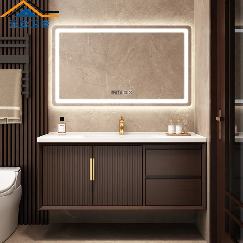

HYS new Chinese bathroom cabinet combination oak solid wood ceramic integrated basin washbasin toilet washbasin hand basin