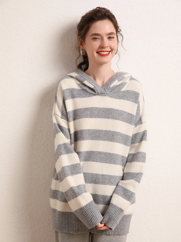 Aliselect 100% Cashmere Women Sweater Spring Autumn Winter Pullover Hoodies Soft Warm Casual Clothing High Quality Knitwear Tops