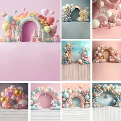 Mehofond Photography Background Pink Arch Balloon Boho Flowers Child Birthday Party Wedding Portrait Decor Backdrop Photo Studio