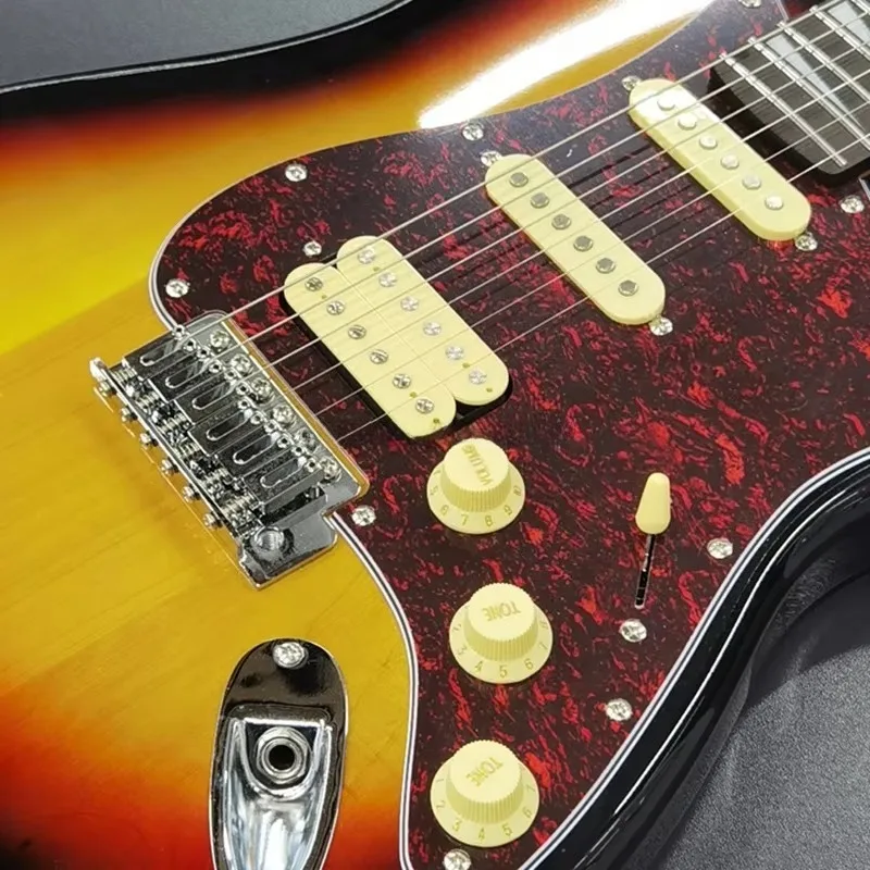Electric Guitar 39 Inch ST Style Sunset Burst Finish Maple Neck Rosewood Fretboard 6 Strings poplar Body