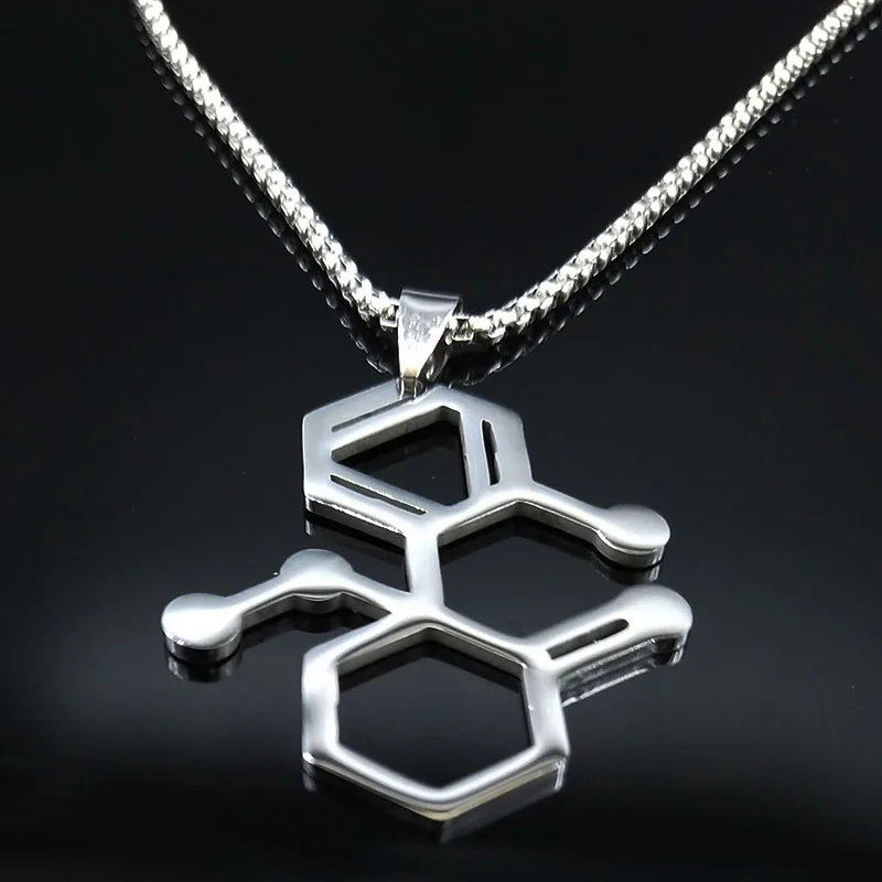 Ketamine Molecule Stainless Steel Farmacia Necklace Multipolar Neuron Biology Psychology Necklaces Jewellery Collar Mujer N1133