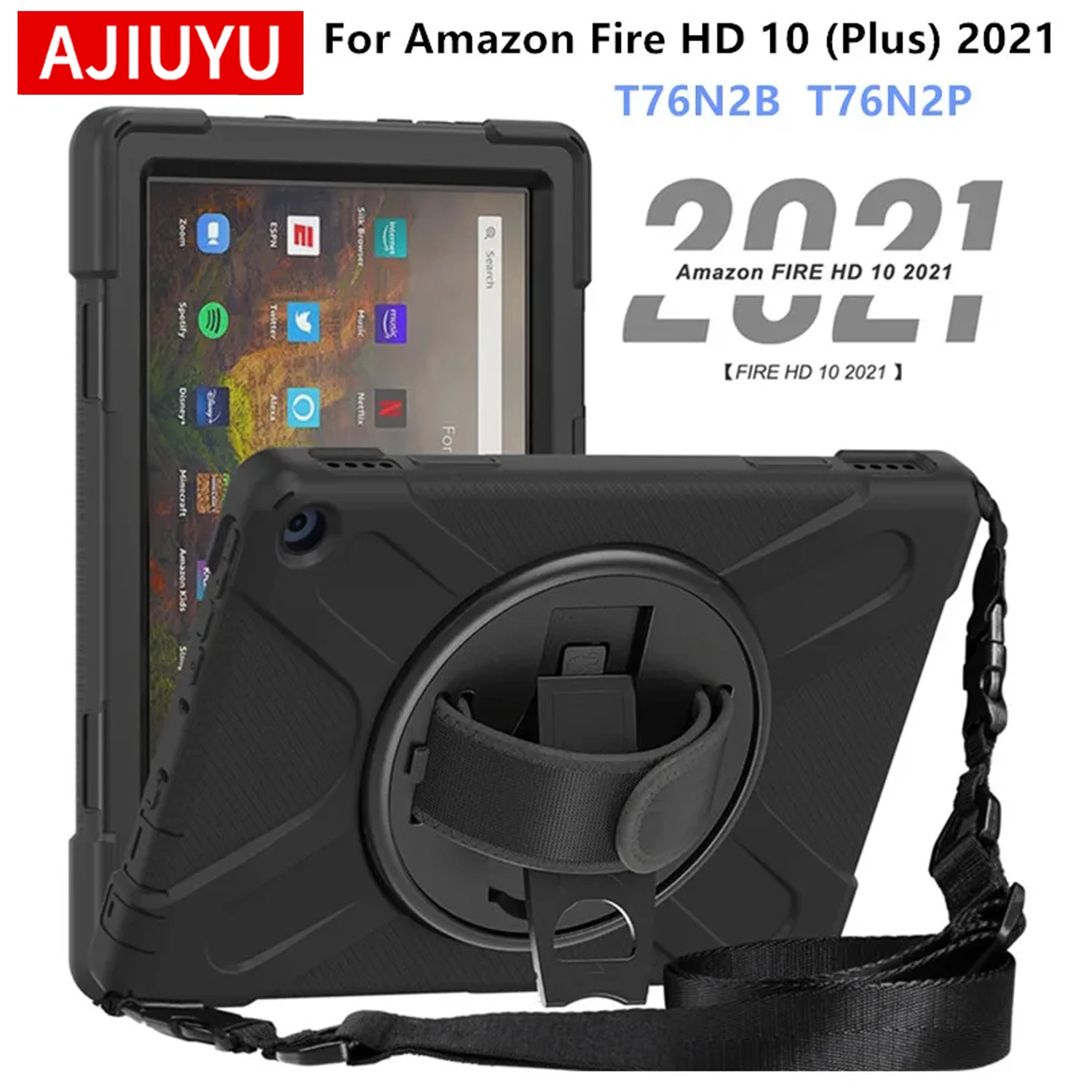 Etui na tablet Amazon Kindle Fire HD 10 HD10 Plus 2021 10,1 cala dla dzieci, wytrzymałe, odporne na wstrząsy, silikonowe etui ochronne.