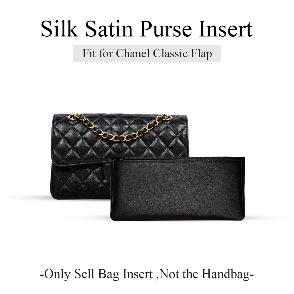 Silk Satin Purse Organizer Insert Fit for Chanel Classic Flap Handbag Inner Liner Bag Multiple Pockets Inside Storage Bag In Bag