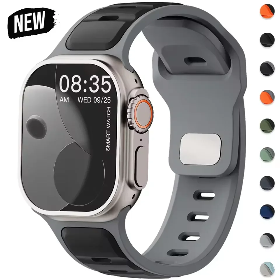 Für Iwatch Serie 11 10 9 8 7 6 5 4 SE3 Ultra 1 2 Silikonarmband Sportarmband für Apple Watch 49 mm 46 mm 45 mm 44 mm 42 mm 41 mm 40 mm