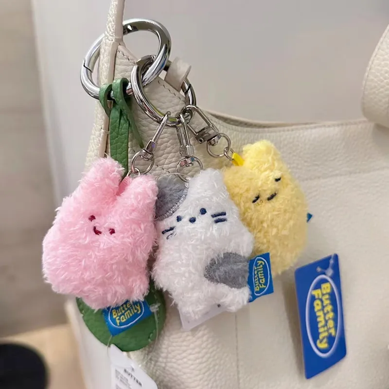 7cm Butter rabbit cut plush keychain Anime Plush Toy Stuffed Animals Soft Plush Pendant Children Gifts Doll Birthday