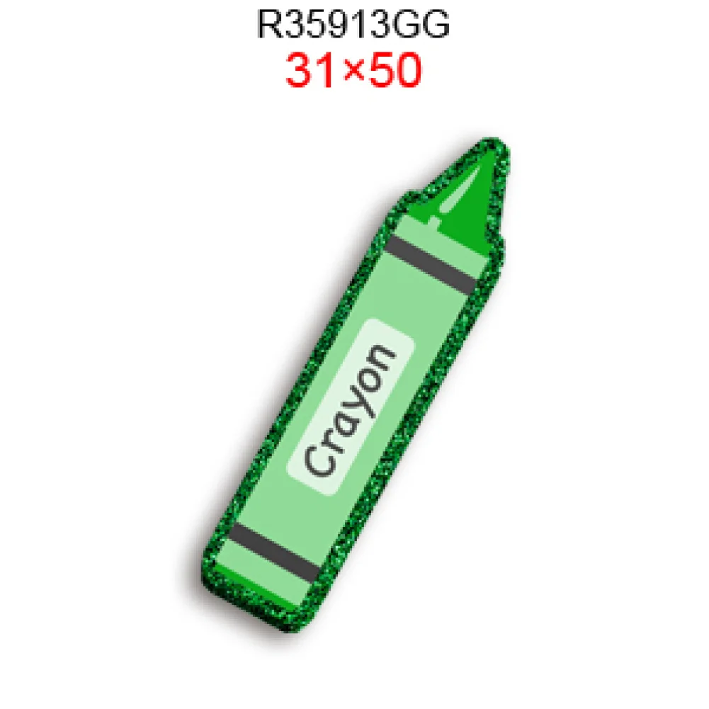 Cartoon Back to School Color Crayon Glitter Acrylic Flatback for Badge Hair Bow Keychain Reel Clip Ddecoration