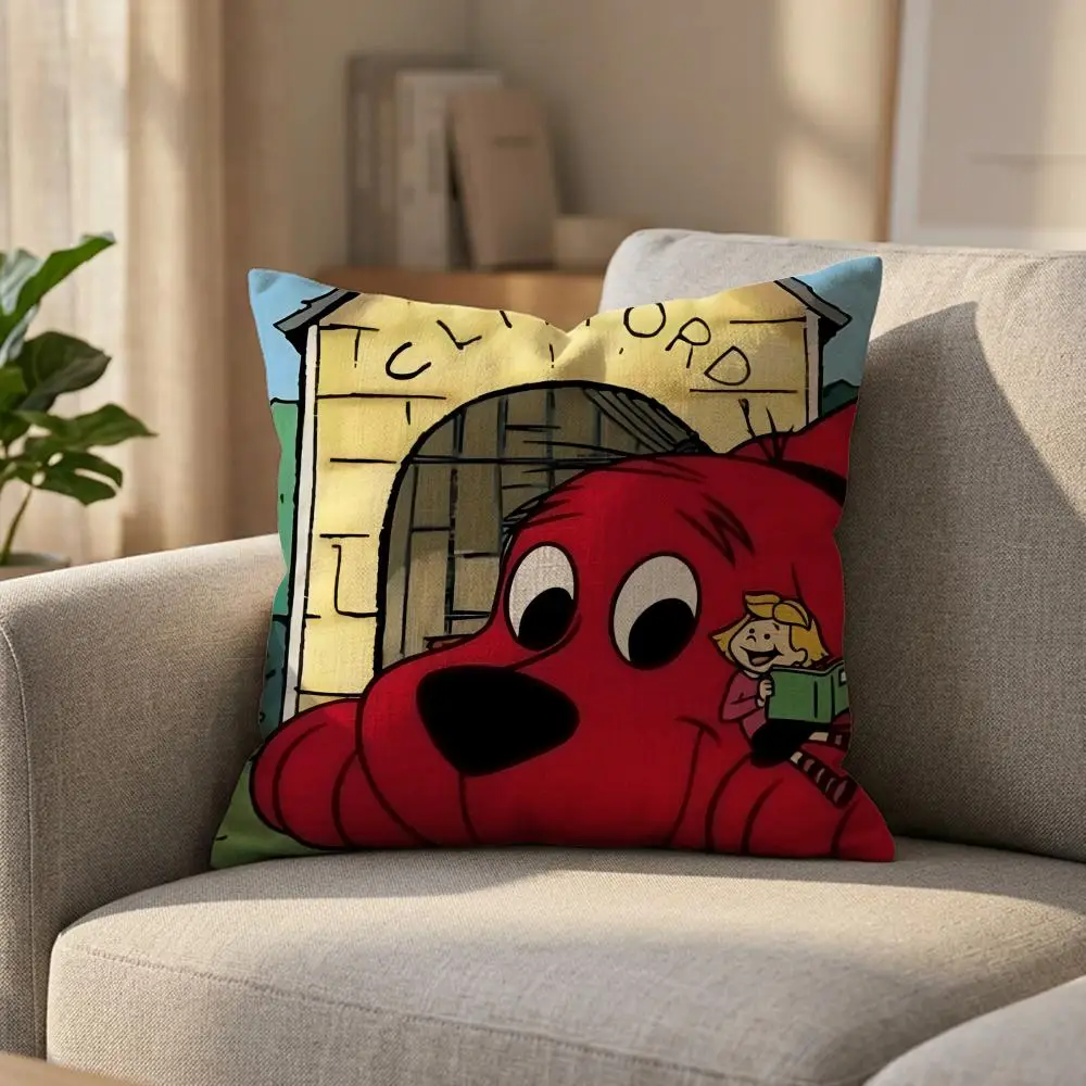 Anime Clifford The Big Red Dog Cushion Cover Cushion Covers Natural Linen Breathable Sofa Bedroom Decor Pillowcase view 3
