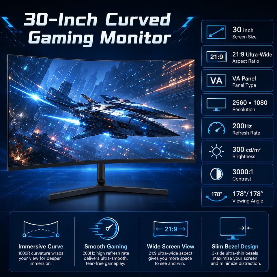MONITOR ULTRAWIDE CURVO DE 30"