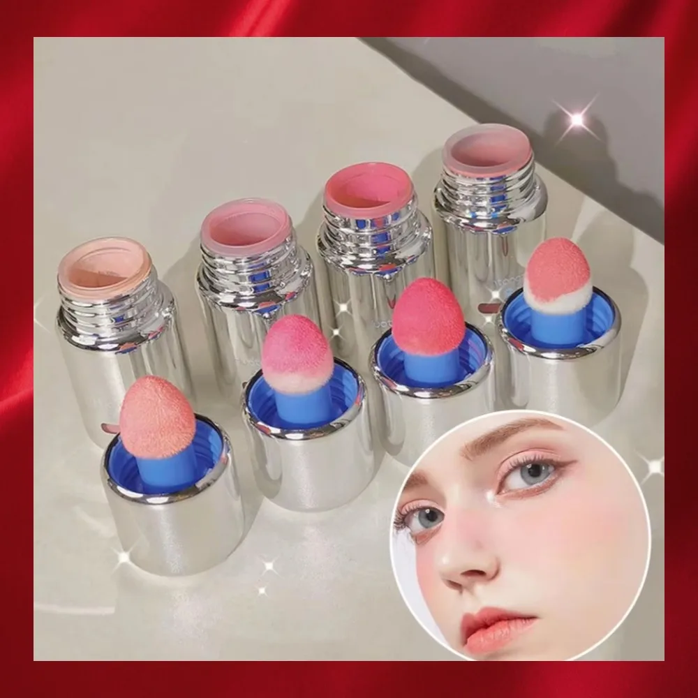 Puder do policzków w płynie Jello Color, nawilżający róż do policzków z gąbeczką, aksamitny matowy róż do policzków, rozświetlacz w płynie do policzków, matowy makijaż twarzy.