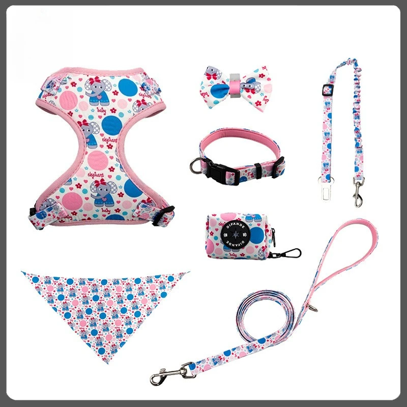 

Комплект шлейки и поводка для домашних животных, регулируемый ошейник, шлейка для собак, жилет для маленьких собак, щенков, домашних животных