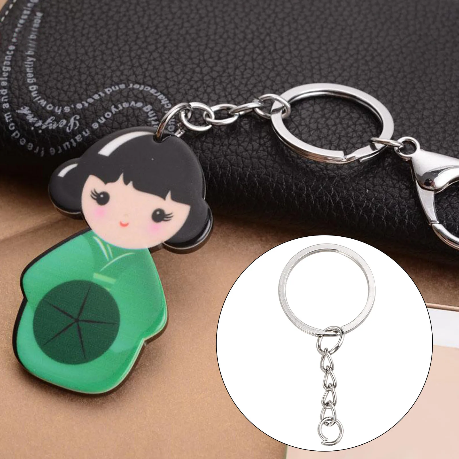 

10 Pcs Holder Key Chain Pendant Ring Split Rings for Keychains Craft Silver Small Man