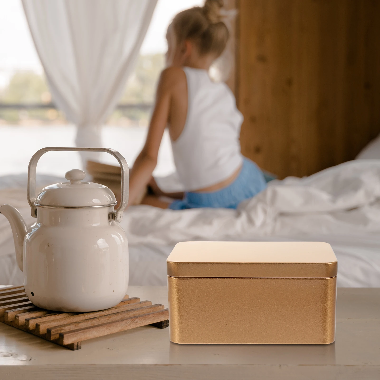 

Tea Storage Box Tinplate Empty Tins Candy Case Mini Boxes Jewelry Cans Matcha Container Home Organizer Smooth Edges Long