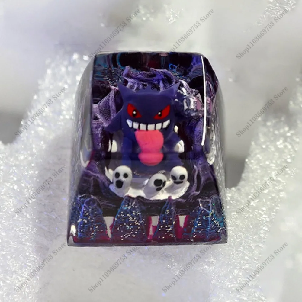 ポケモン-gengar-キーキャップミュウカビゴンアニメキャラクター透明キーパーソナライズされた十字軸樹脂キーキャップフェスティバルギフト