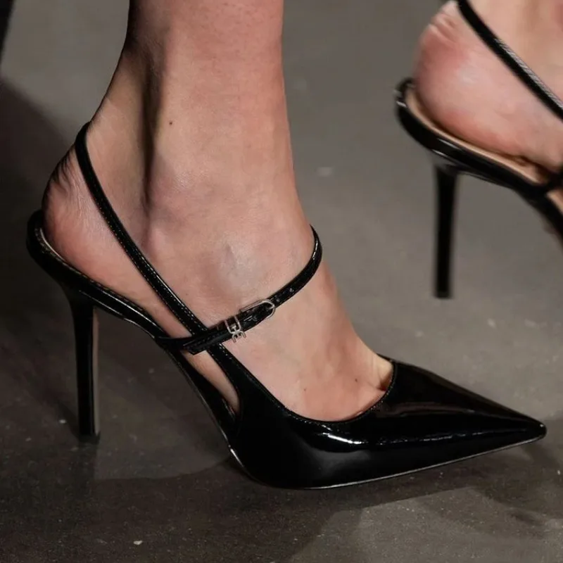 

Женские туфли: Новые летние свадебные туфли, женские туфли на высоком каблуке с острым носком, туфли-стилеты для танцев, лакированные кожаные туфли-лодочки с пряжкой Baotou