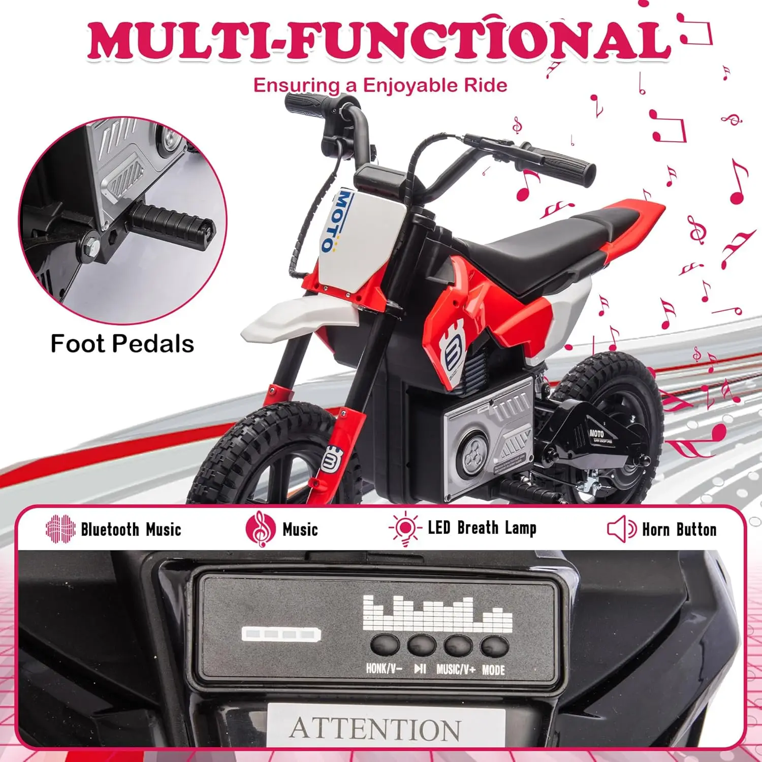 Motocicleta elétrica para crianças de 5 a 15 anos, 24V 200W Bicicleta elétrica de sujeira de maior velocidade, crianças viajam na motocicleta com choque da roda traseira