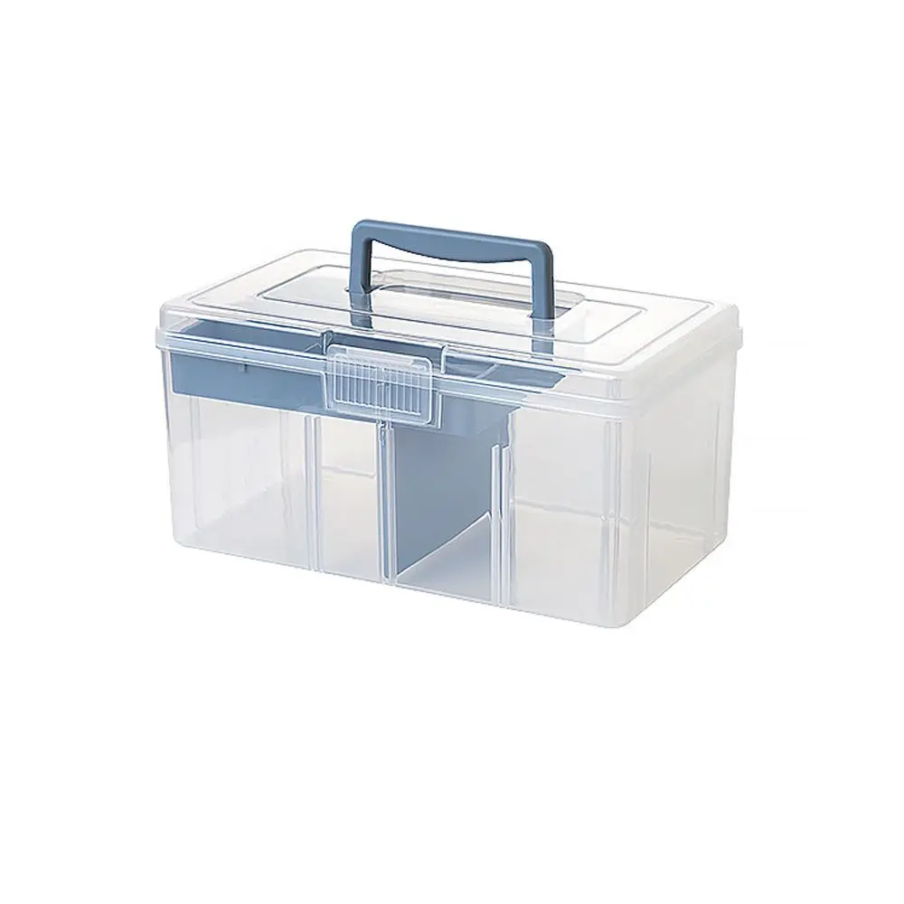 Portable Glucose Meter Storage Case Two-layer with Handle Pill Organizer Case Lidded Large Capacity Medication Organizer Box