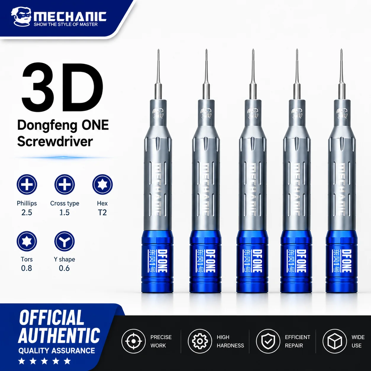 【MECHANIC】DF ONE 3D-Präzisions-Magnetschraubendreher Demontageset aus Härtestahl. Reparaturset für Mobiltelefone und Computer