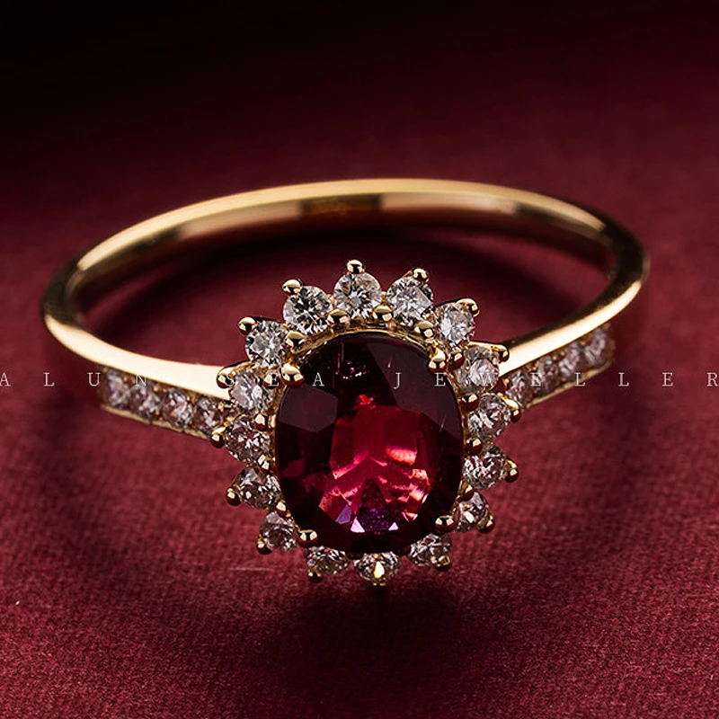 Vintage S925 Silver Plated 18K Gold Ruby Ring Exquisite Luxury Women's Wedding Engagement Party Jewelry Accessories