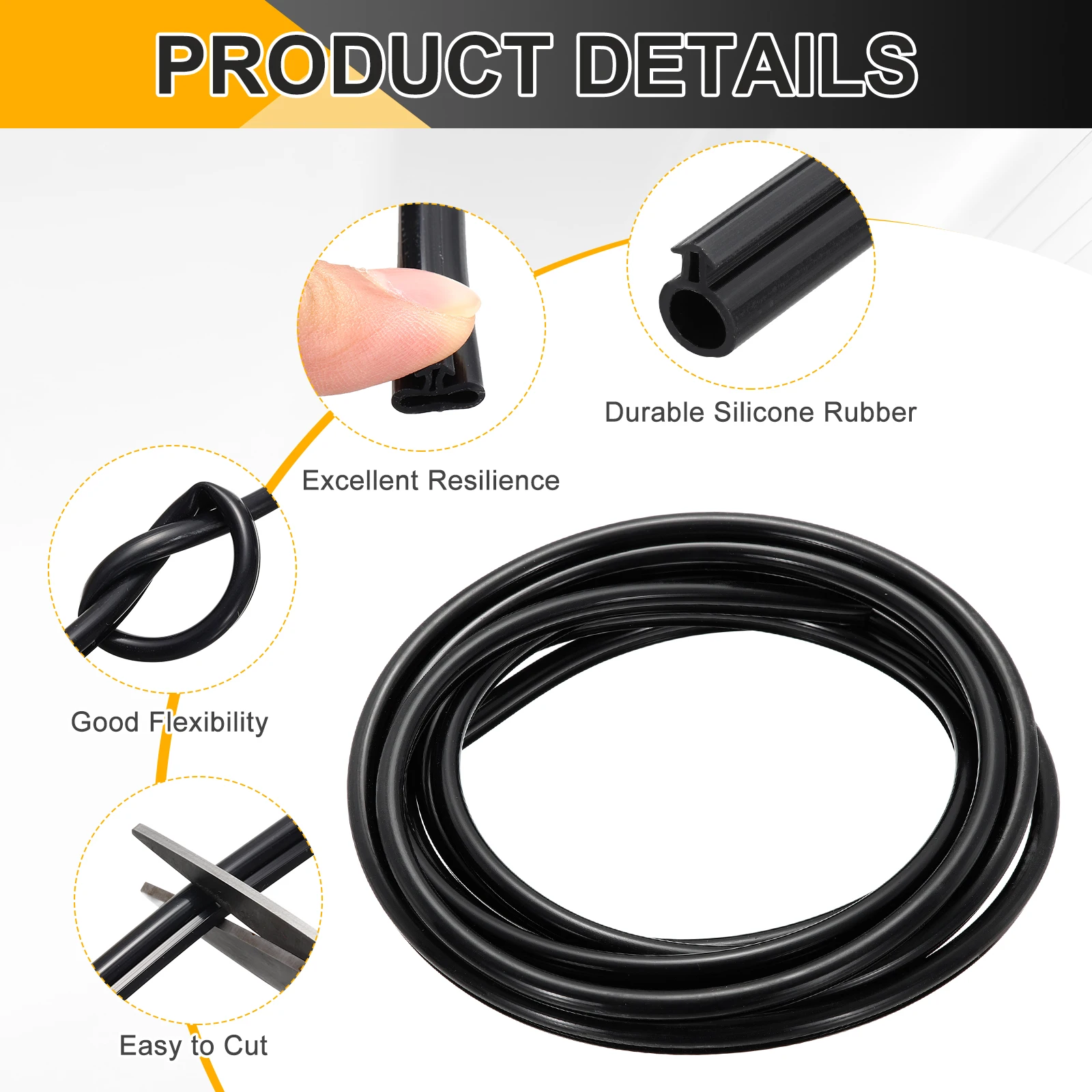 Kerf Weather Stripping Seal Strip Bulb Bubble Soundproof Silicone Rubber Window Weatherstrip Door Frame Gasket Gap Sealer Filler