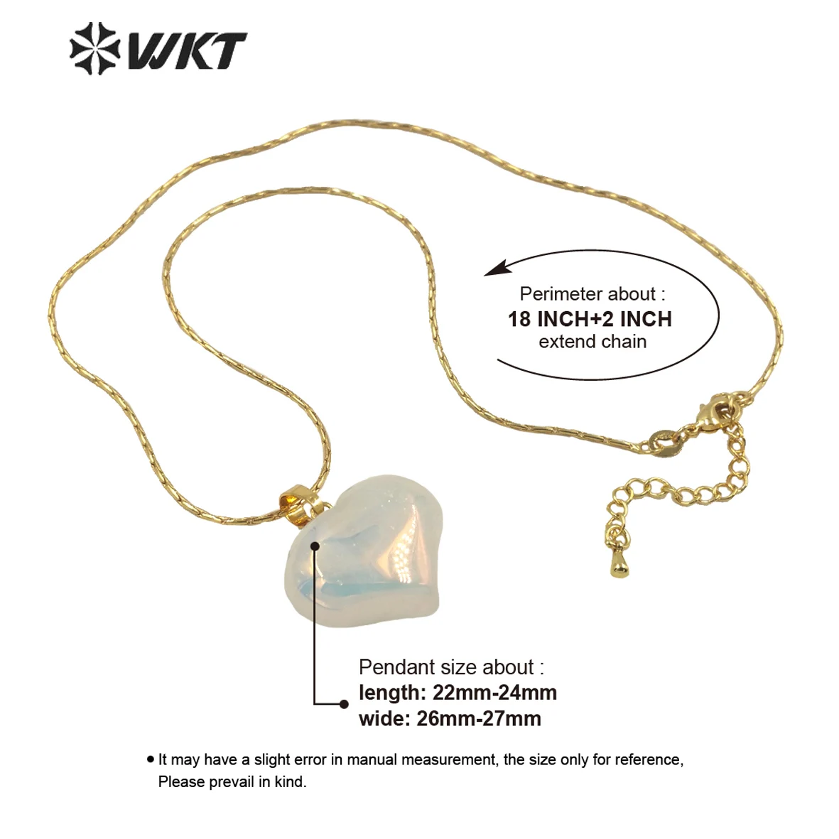 

WT-N1336 WKT 2022 Trendy Hot Style Aura Quartzs Stone Necklace Heart Shape Retro Pendant For Party Gift