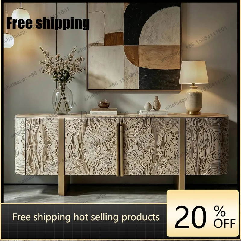 Hot Italian light luxury dining side cabinet high sense living room storage locker modern tree tumor wood decorative porch