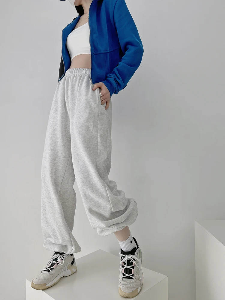 

High Waist Cotton Straight Leg Sports Pants Women Loose Casual Wide Leg Trousers Dance Sweatpants Street Sle Long Pants