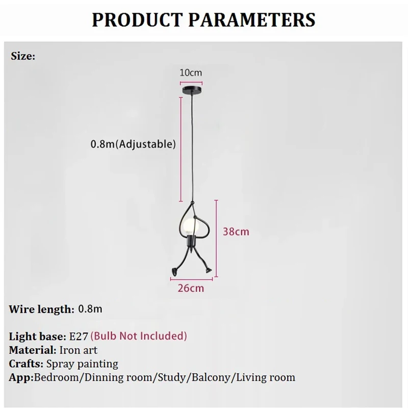 Żyrandol w stylu Vintage nowoczesna lampa sufitowa LED dla małego człowieka żyrandole do pokoju dziecięcego dekoracja do pokoju dziecięcego czarna