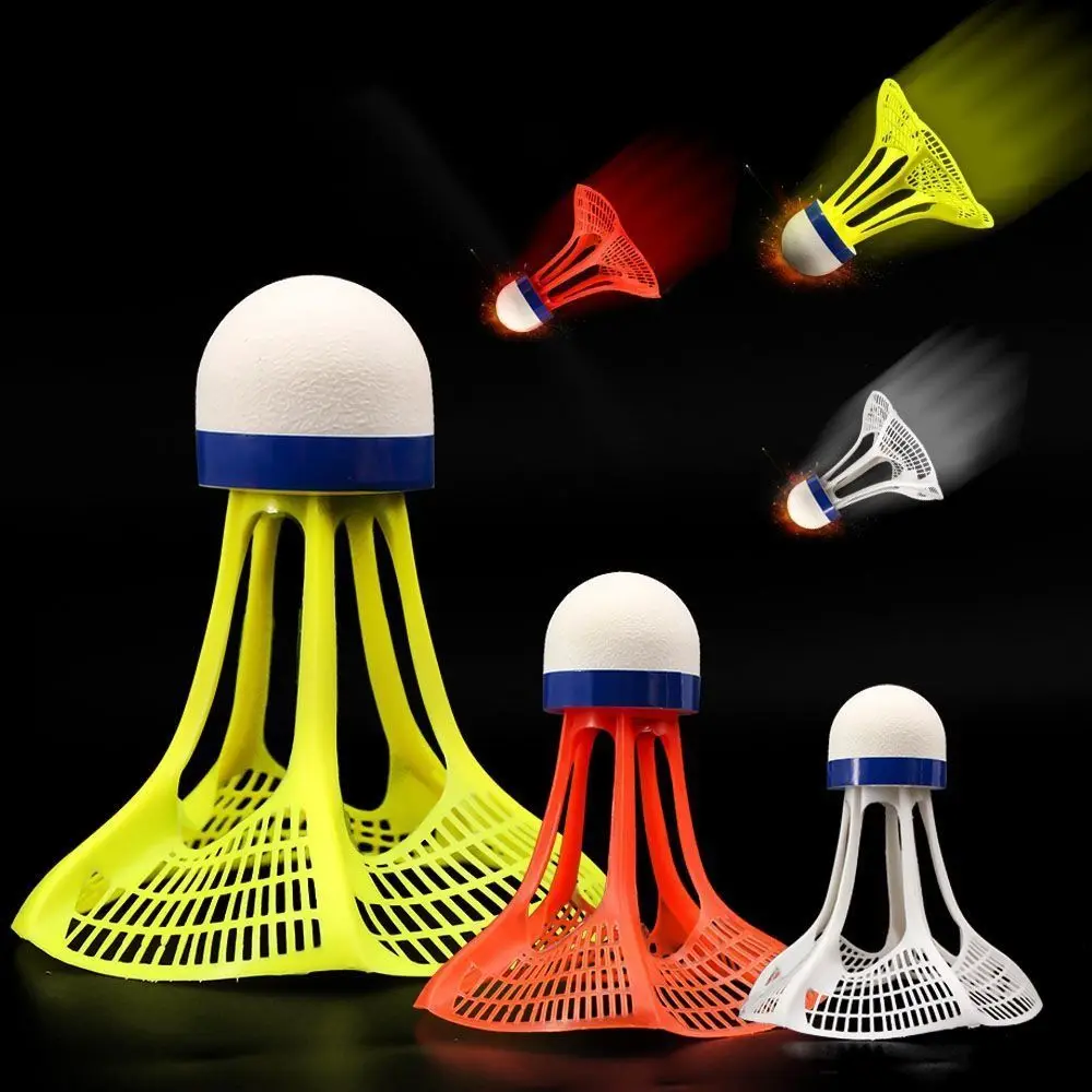 Noite escura led badminton iluminação luminosa bolas iluminação badminton colorido brilhante volante luminoso treinamento noturno