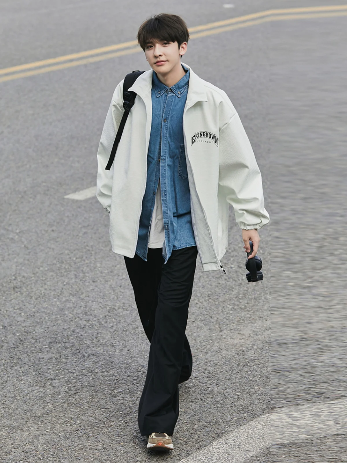 

American Retro Motorcycle Leather Jaet Men's High-End Crocodile Pattern PU Leather Jaet Spring Autumn Stand Collar Top