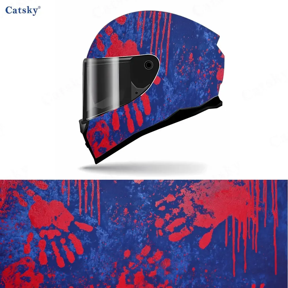 Adesivo para Capacete de Motocicleta com Impressões de Mãos Ensanguentadas e Crânios, Adesivo Vinílico Autoadesivo à Prova d'Água para Capacete, Estil
